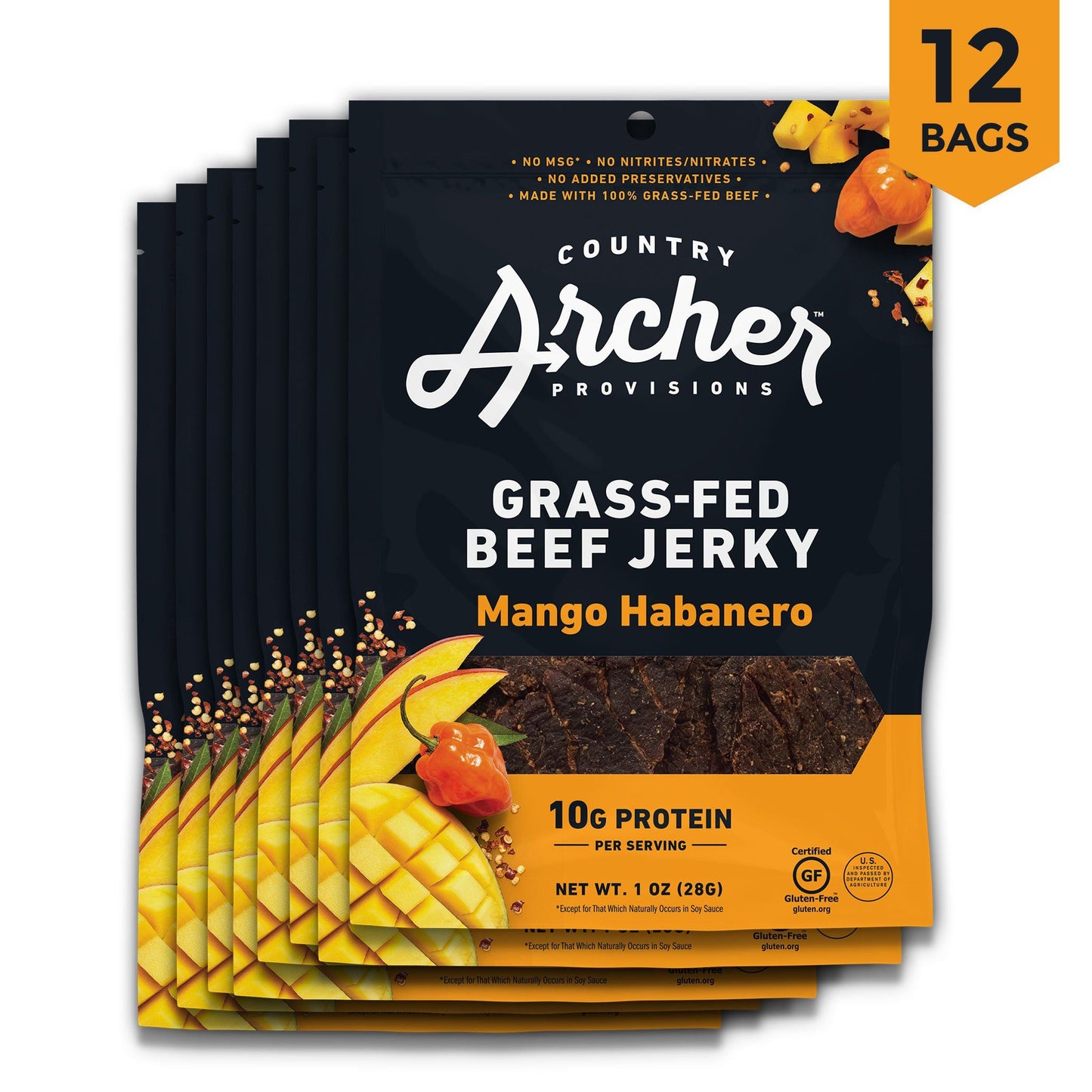  Mango Habanero Beef Jerky by Country Archer, Mango Habanero Beef Jerky, Beef, mango-habanero-beef-jerky, , 2.5oz Bag