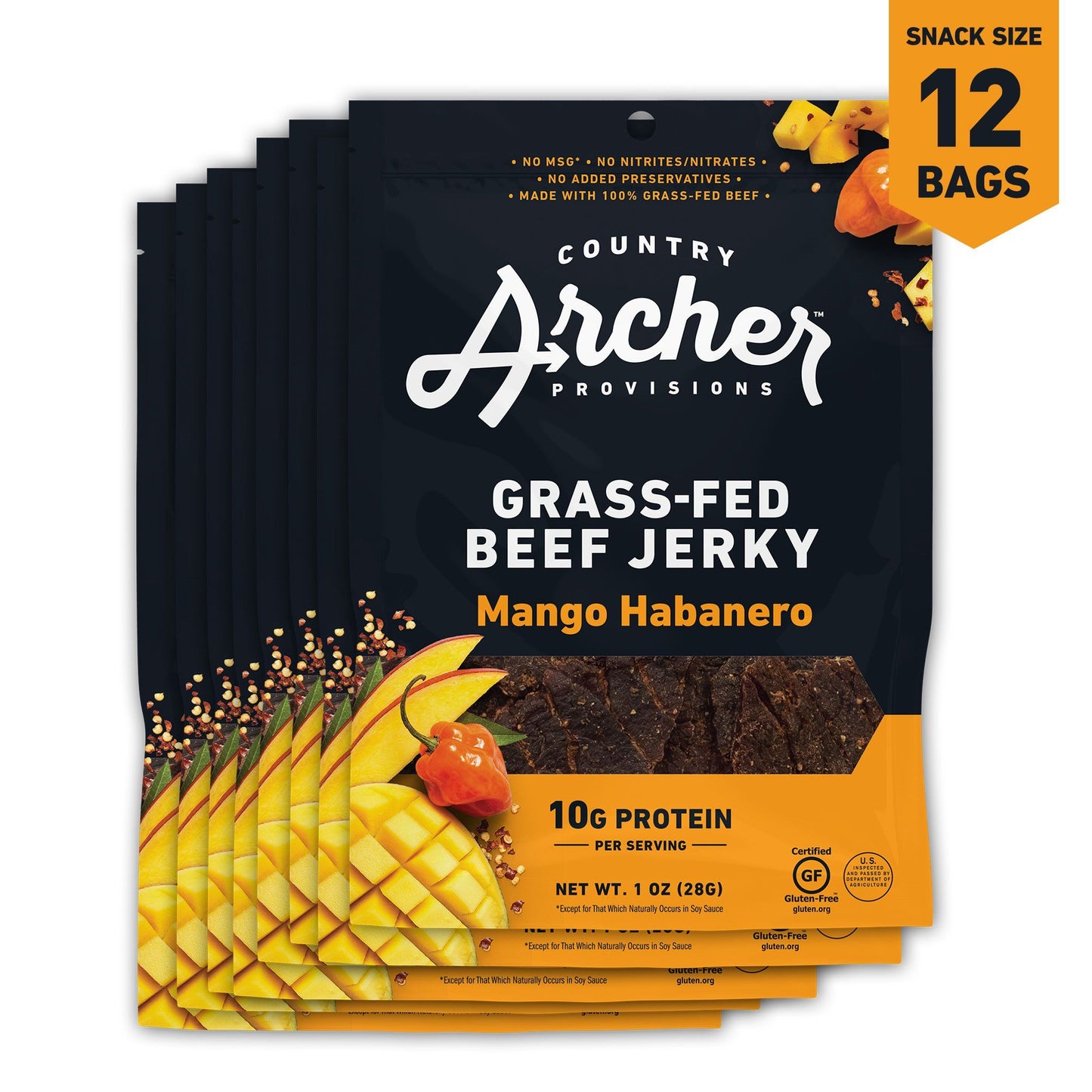 Mango Habanero Beef Jerky by Country Archer, Mango Habanero Beef Jerky, Beef, mango-habanero-beef-jerky, , 2.5oz Bag