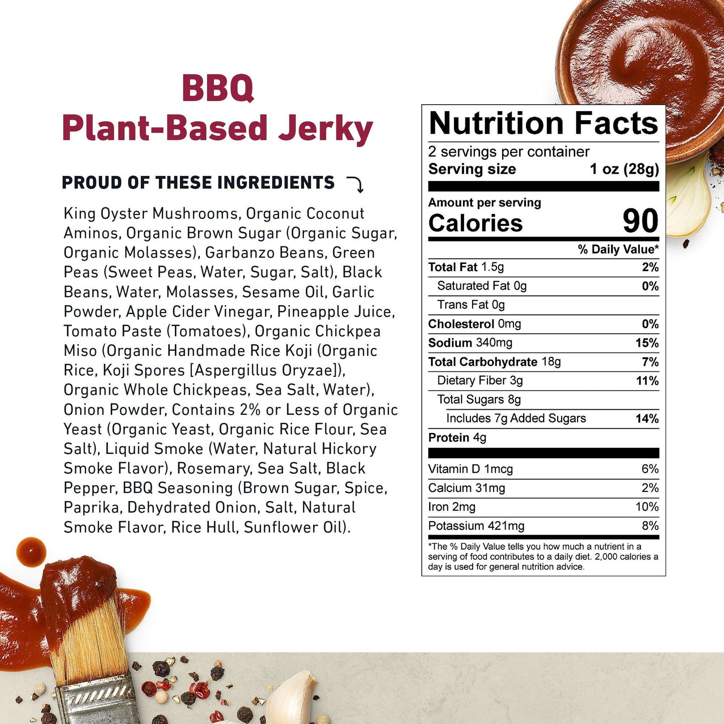 BBQ Mushroom Jerky by Country Archer, BBQ Mushroom Jerky, 100% King Oyster Mushrooms, mushroom-bbq-jerky, , 2oz Bag