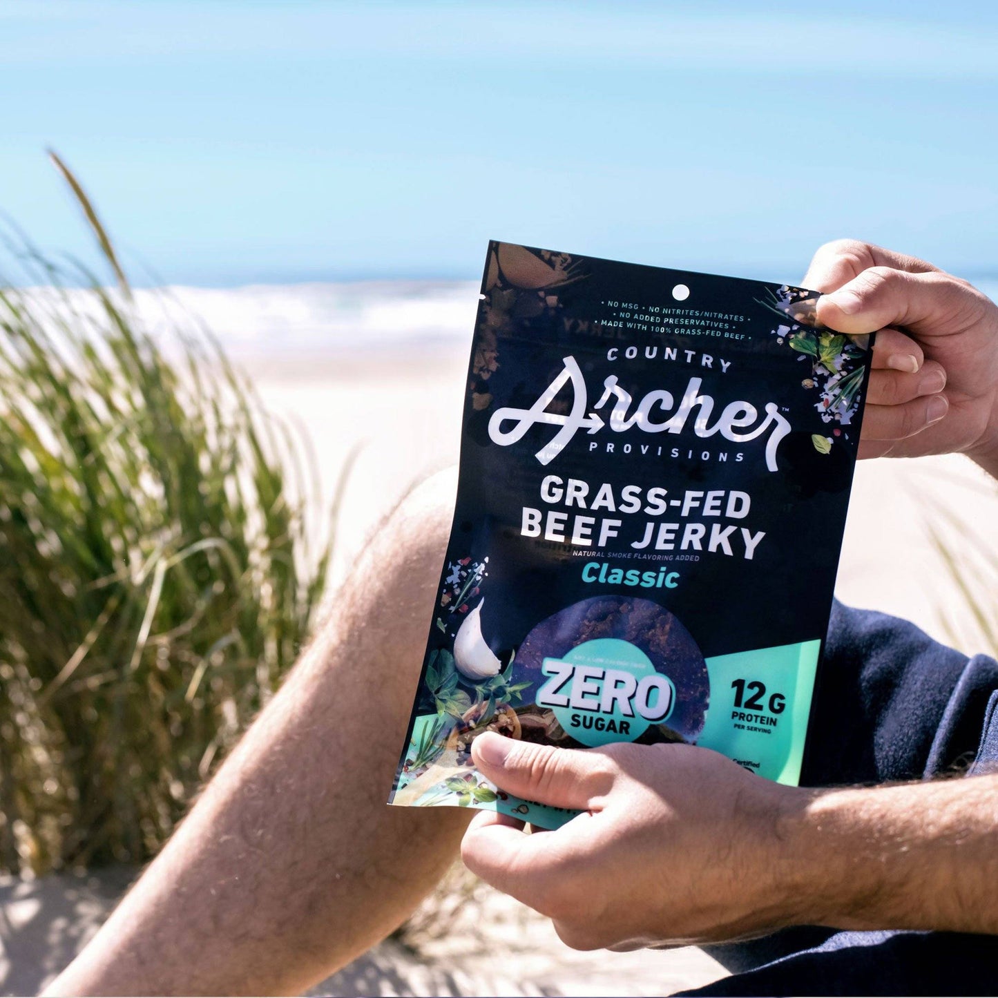 Zero Sugar Classic Beef Jerky by Country Archer, Zero Sugar Classic Beef Jerky, Beef - Gluten-Free - High Protein - Jerky - Jerky_Day_Promo - Keto - No Preservatives - Organic Ingredients - Paleo - Zero Suga, zero-sugar-classic-beef-jerky, , 2oz Bag