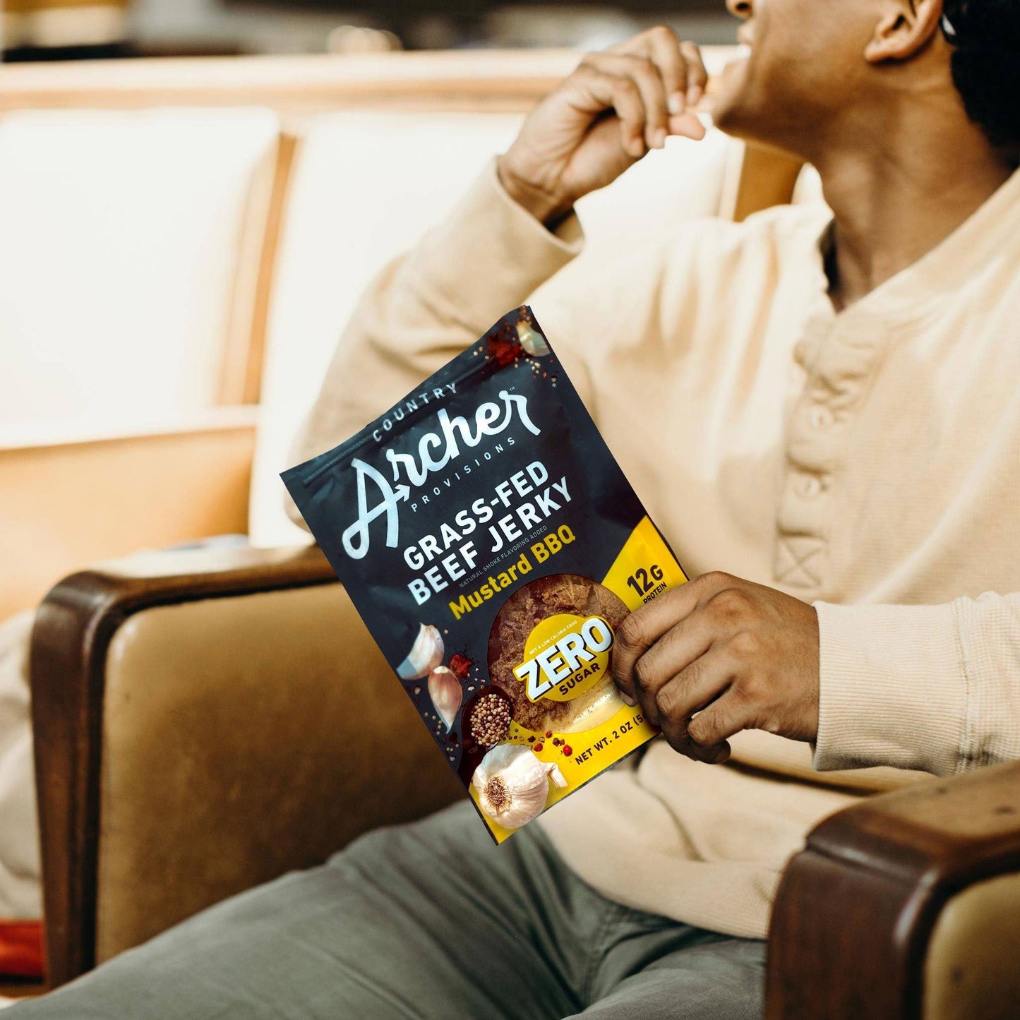 Zero Sugar Mustard BBQ Beef Jerky by Country Archer, Zero Sugar Mustard BBQ Beef Jerky, Beef - Gluten-Free - High Protein - Jerky - Jerky_Day_Promo - Keto - No Preservatives - Organic Ingredients - Paleo, zero-sugar-mustard-bbq-beef-jerky, , 2oz Bag