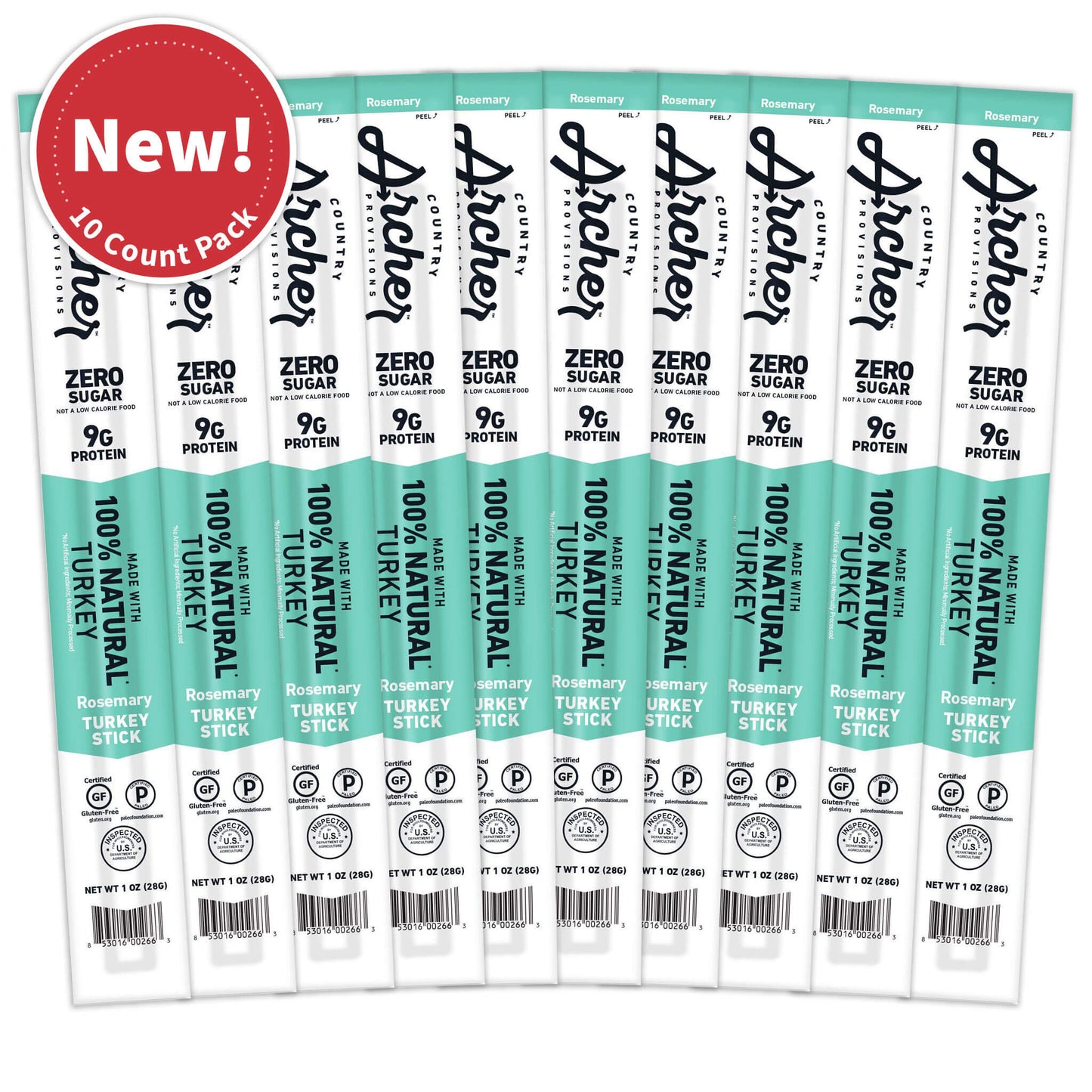 Rosemary Turkey Jerky Meat Stick by Country Archer, 1oz (10ct), All Natural Turke, rosemary-turkey-stick, , 1oz (10ct)