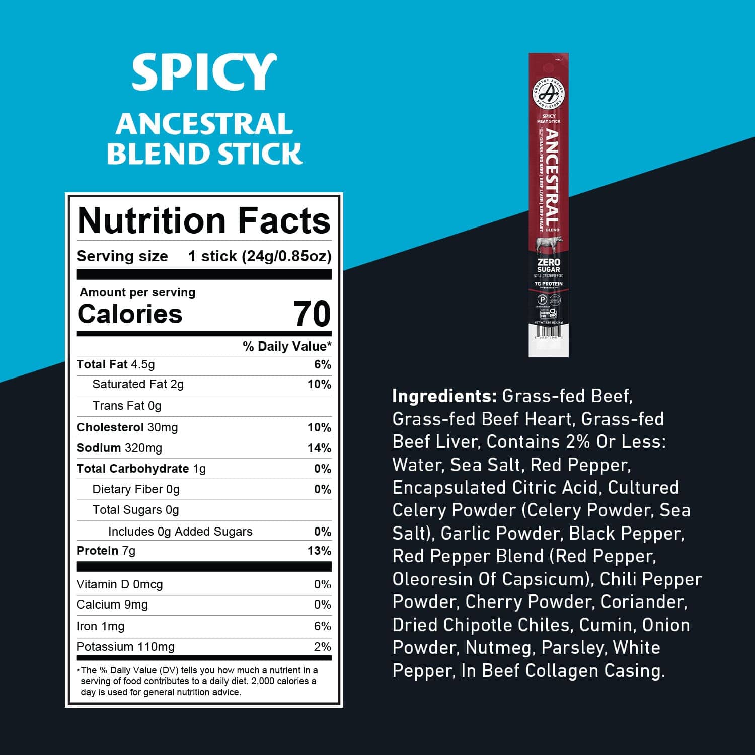 Spicy Ancestral Blend Stick nutritional info