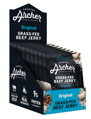 Country Archer Grass-Fed Beef Jerky Original 1 oz package, multi-package caddy