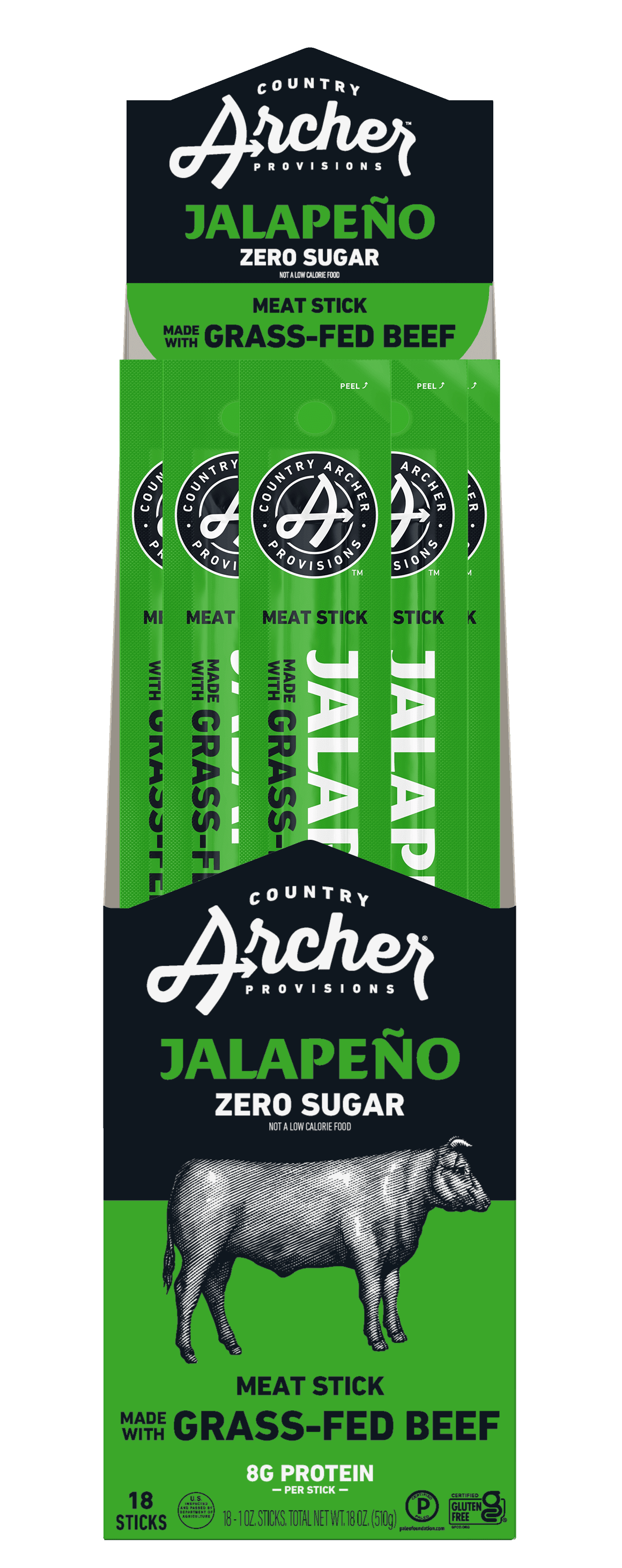 Country Archer Jalapeno grass-fed beef stick multipack
