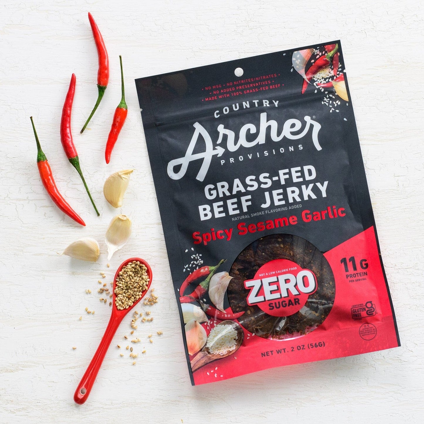 Zero Sugar Spicy Sesame Garlic Beef Jerky