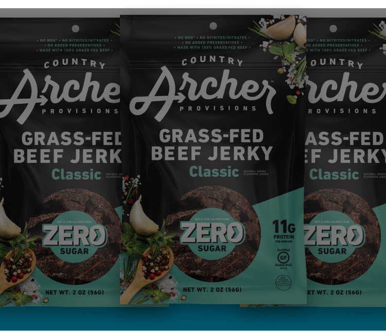 3 Packs of Country Archer Grass-Fed Beef Jerky - Zero
