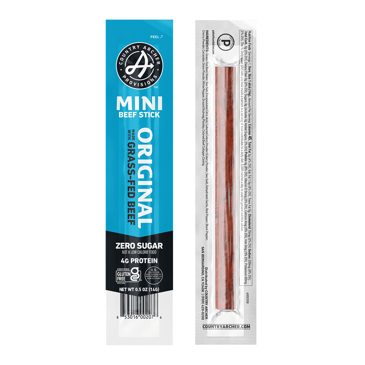 Country Archer Mini Beef Stick Original Grass-Fed Zero Sugar Protein Snack Packaging