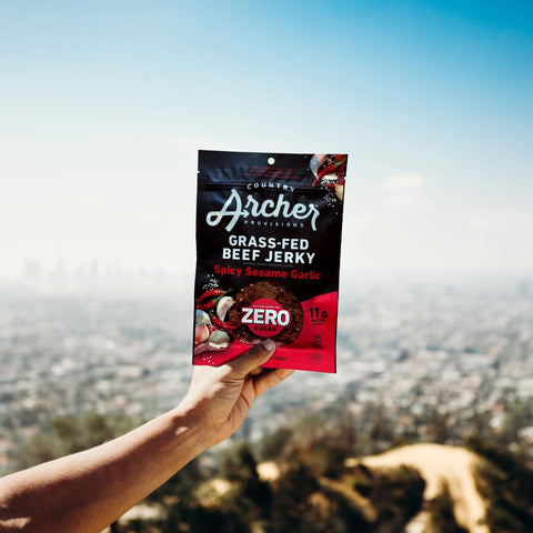  Zero Sugar Spicy Sesame Garlic Beef Jerky by Country Archer, Zero Sugar Spicy Sesame Garlic Beef Jerky, Beef - Gluten-Free - High Protein - Jerky - Jerky_Day_Promo - Keto - No Preservatives - Org, zero-sugar-spicy-sesame-garlic-beef-jerky, , 2oz Bag