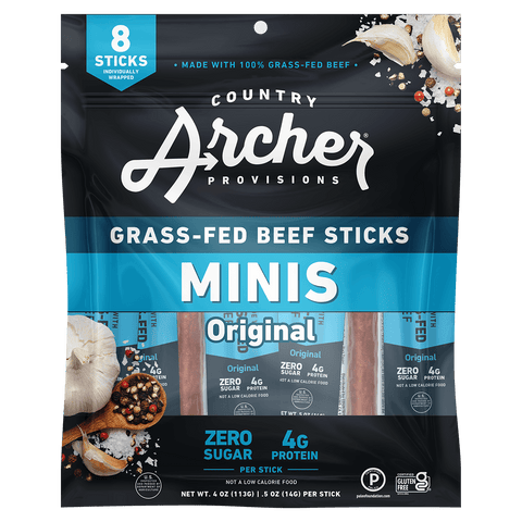  Mini Beef Sticks by Country Archer, Mini Beef Sticks, Beef - Gluten-Free - Grass, mini-beef-sticks, , 8ct Mini Sticks