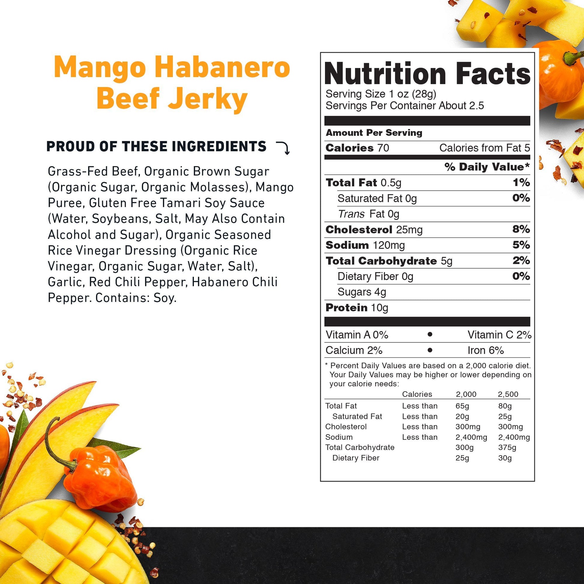  Mango Habanero Beef Jerky by Country Archer, Mango Habanero Beef Jerky, Beef, mango-habanero-beef-jerky, , 2.5oz Bag