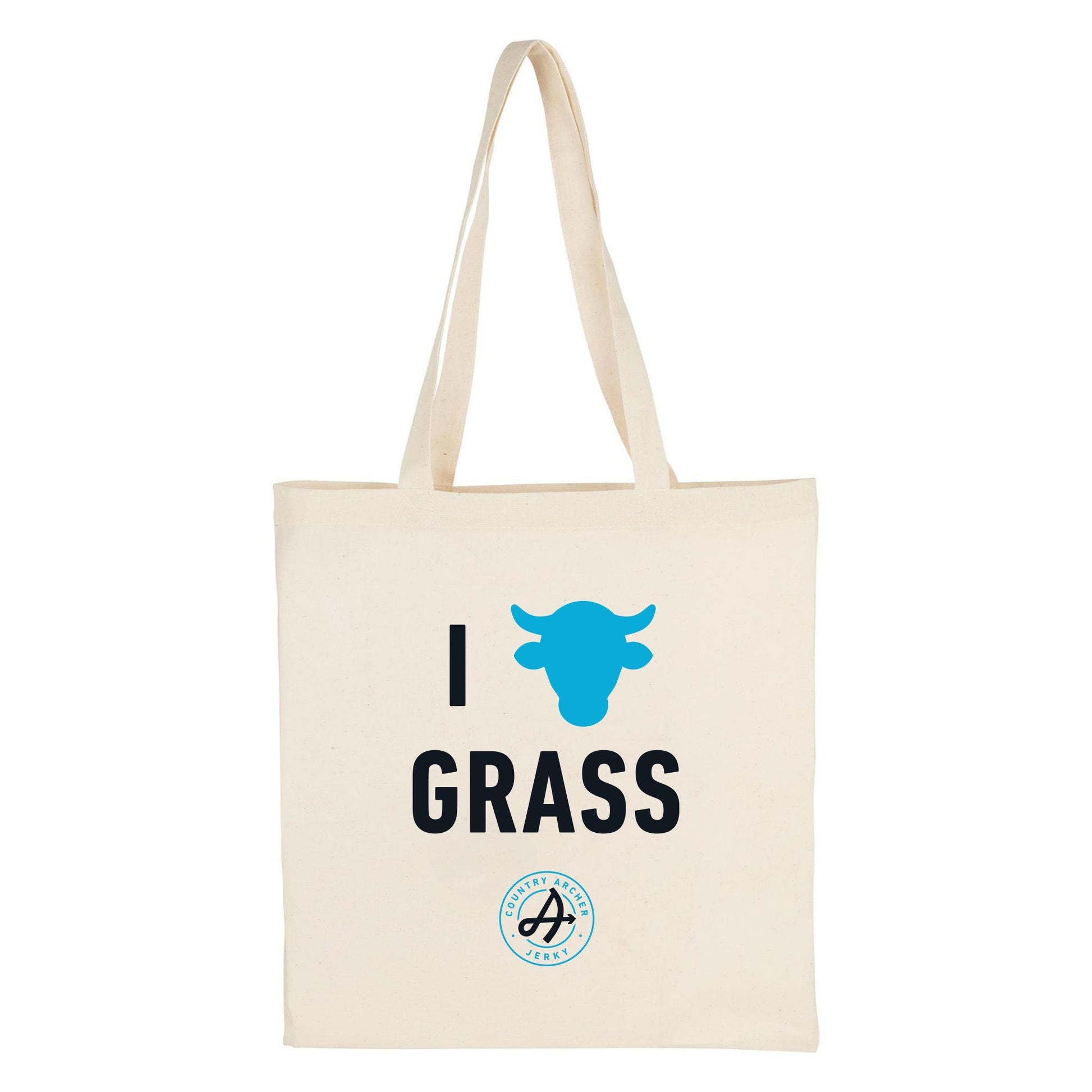  I Beef Grass Tote by Country Archer, I Beef Grass Tote, gifts - grasshole - variety p, i-beef-grass-tote, , White Tote