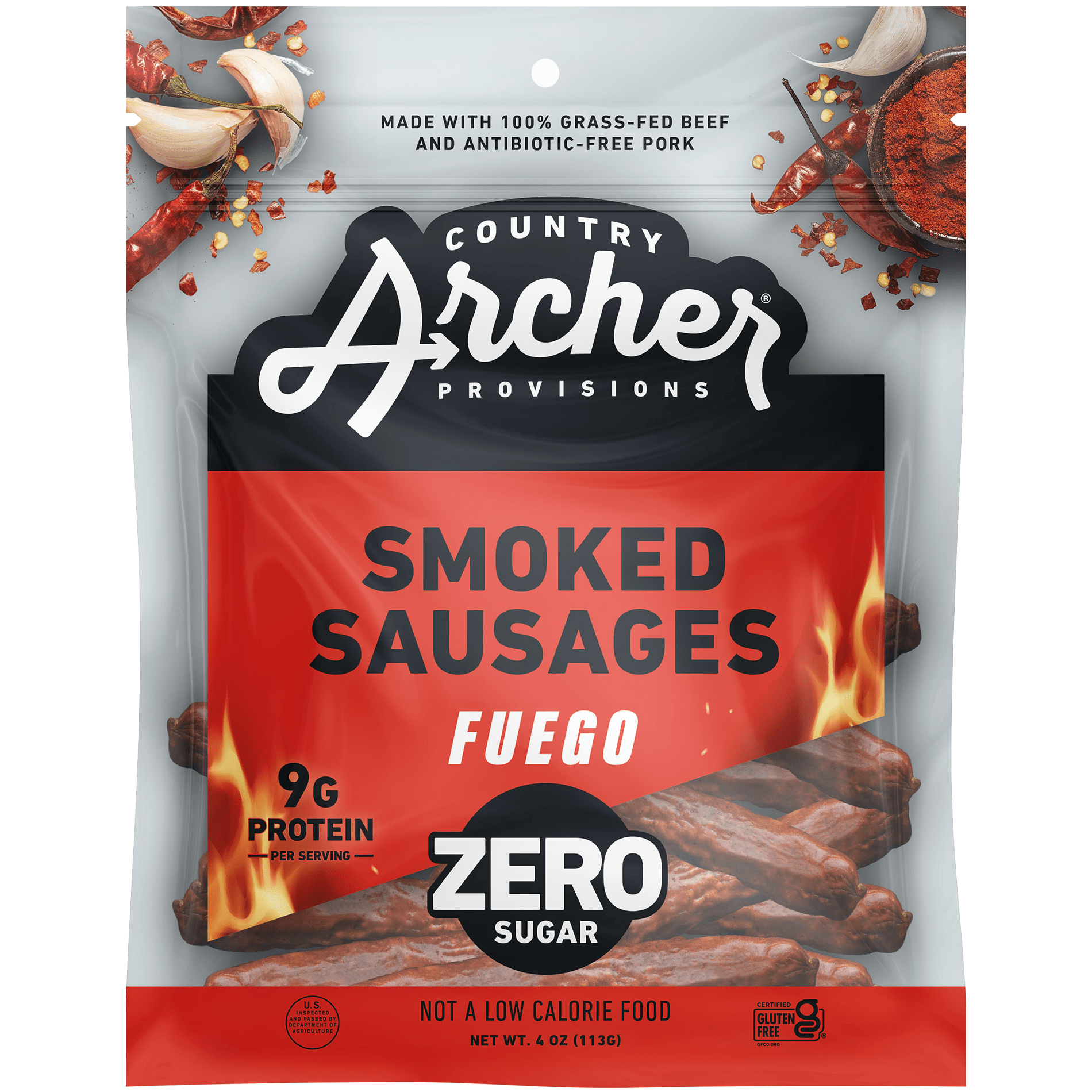  Fuego Smoked Sausage by Country Archer Provisions, Fuego Smoked Sausage, All Natural, fuego-smoked-sausage, , 4oz Bag